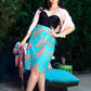 Serena Tulip Wiggle Tie Skirt in Aqua Palm Print | Laura Byrnes & Hope Johnstun