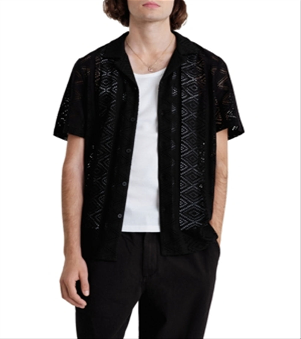 Wax London Didcot Short Sleeve Shirt Black Size S