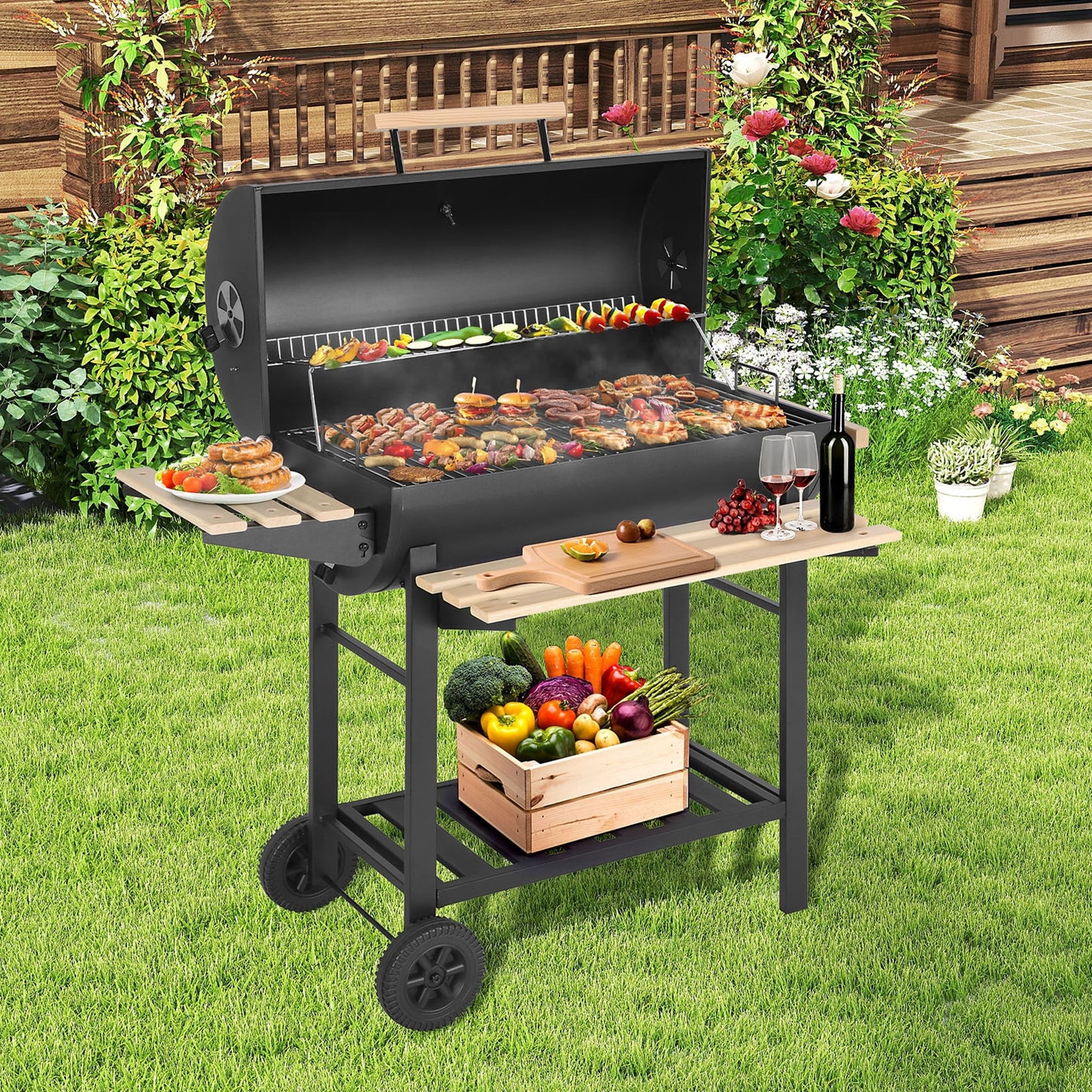 Portable Charcoal BBQ Grill with BuiltIn Storage