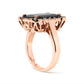 14K Rose Gold 15x10 MM Emerald-Cut Black Onyx and 1/5 Cttw Blue and White Diamond Halo Cocktail Ring (G-H Color, SI1-SI2 Clarity)- Size 7