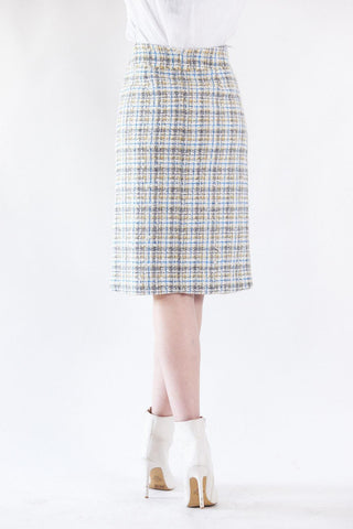 Luxe Plaid Tweed Pencil Skirt – Women’s Chic Tweed Skirt