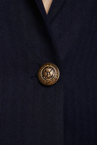 Navy Peak-Lapels Single-Breasted Blazer – Women’s Tailored Jacket