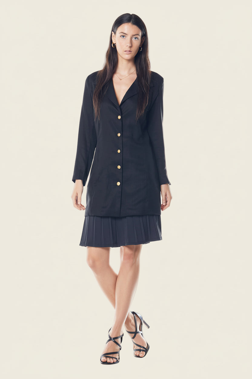 Grace Long Blazer Dress in Black – Women’s Tailored Blazer Dress