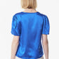 Shining V-Neck Blouse in Blue – Women’s Elegant V-Neck Top