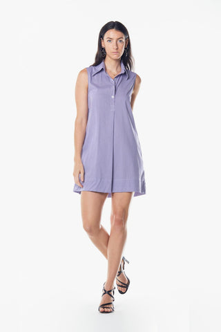 Italian Cotton Sleeveless Dress in Purple – Chic Summer Wear