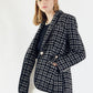 Black & White Tweed Checkers Blazer – Women’s Chic Tailored Jacket