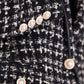Black & White Tweed Checkers Blazer – Women’s Chic Tailored Jacket