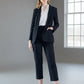 Black Pinstripes Blazer – Women’s Tailored Office Jacket