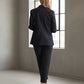 Black Pinstripes Blazer – Women’s Tailored Office Jacket