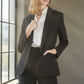 Black Pinstripes Blazer – Women’s Tailored Office Jacket