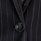 Black Pinstripes Blazer – Women’s Tailored Office Jacket