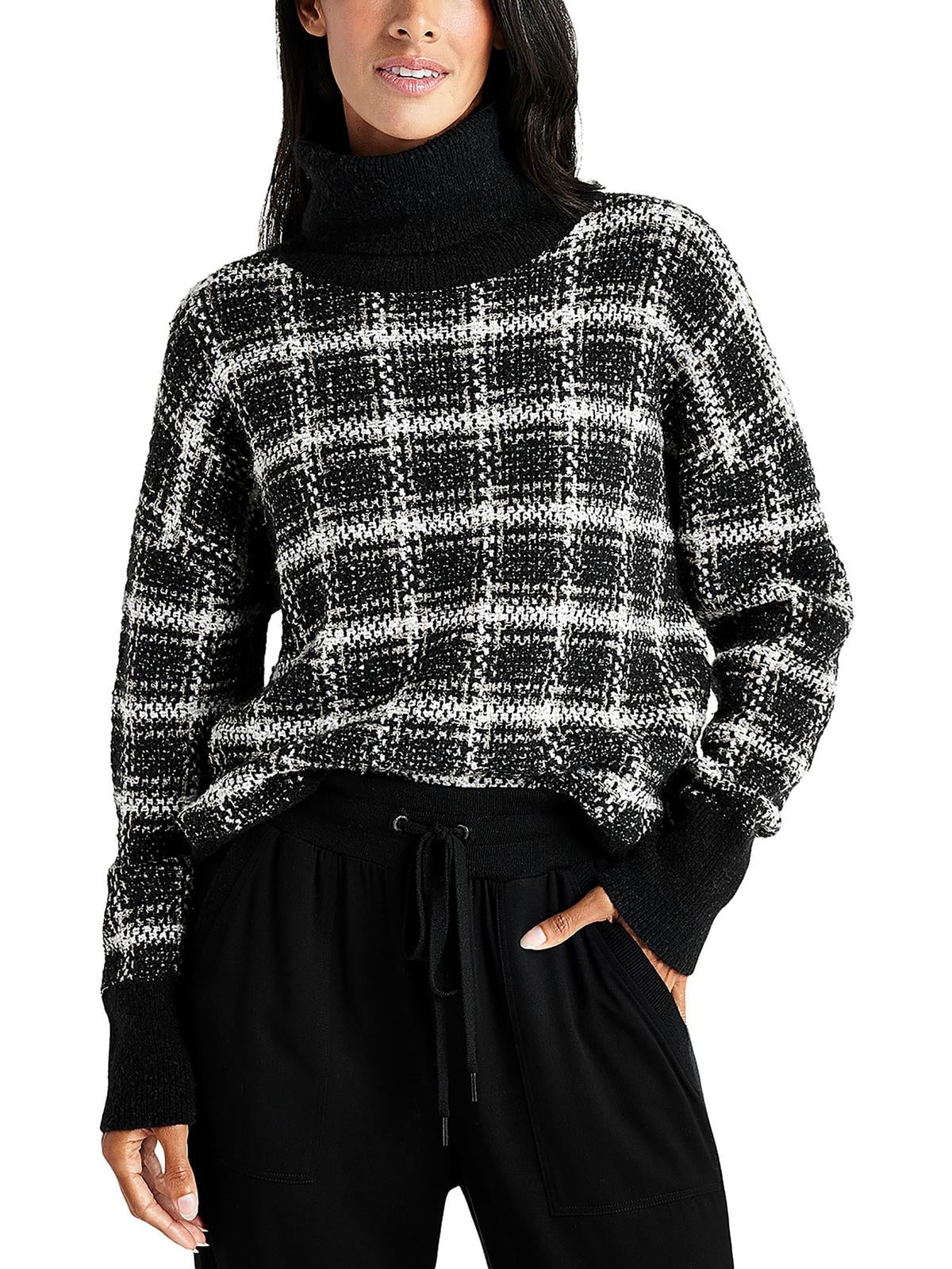 Splendid Ginny Plaid Turtleneck Sweater Black Size XL