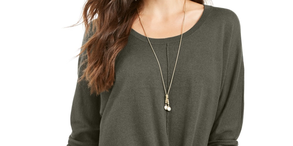 Style & Co Women's Tie-Front Sweater Green Size Medium