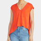 RACHEL Roy Women's Bina Cropped V-Neck Top Red Size Small