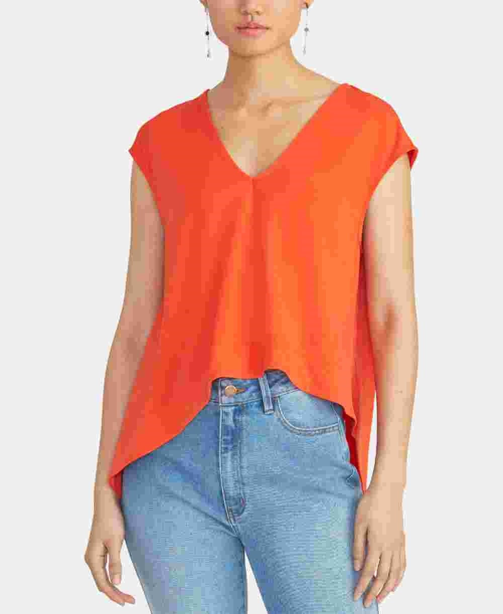 RACHEL Roy Women's Bina Cropped V-Neck Top Red Size Small