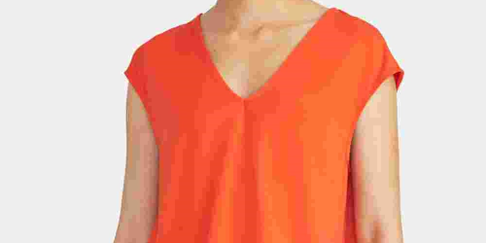 RACHEL Roy Women's Bina Cropped V-Neck Top Red Size Small