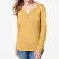 Karen Scott Women's Cotton Henley Top  Beigekhaki Size Small