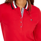 Tommy Hilfiger Women's Striped Collar Polo Shirt Red Size Small