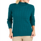 Charter Club Women's Cable Knit Turtleneck Sweater Green Size Petite S