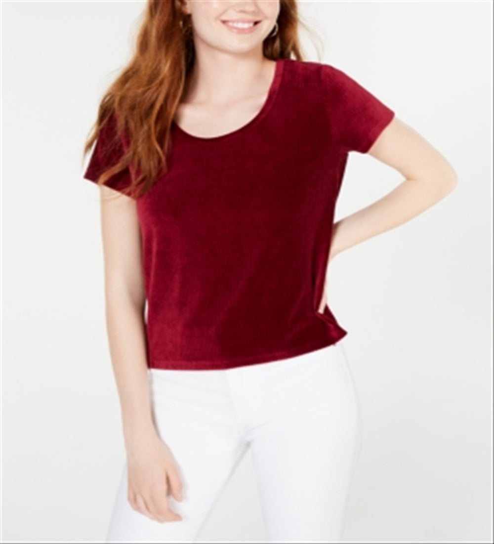 Crave Fame Junior's Corduroy Top Red Size Large