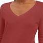 JM Collection Women's Embellished Sleeve V Neck Sweater Red Size Small