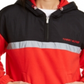 Tommy Hilfiger Women's Pocketed Color Block Long Sleeve Zip Neck Hoodie Red Size Medium