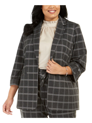 Calvin Klein Women's Plaid Blazer Jacket Gray Size 16W