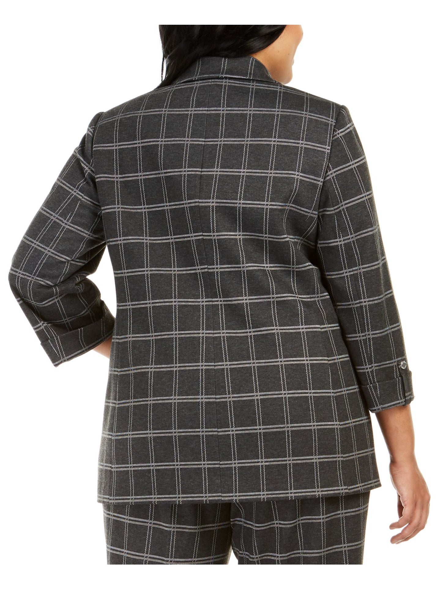 Calvin Klein Women's Plaid Blazer Jacket Gray Size 16W