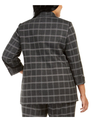 Calvin Klein Women's Plaid Blazer Jacket Gray Size 16W