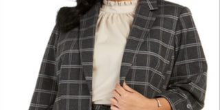 Calvin Klein Women's Plaid Blazer Jacket Gray Size 16W