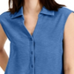 Alfani Women's Collar Sleeveless Button Down Top Blue Size XX-Large