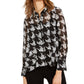 INC International Concepts Women's Houndstooth Shirt Black Size X-Large
