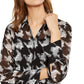 INC International Concepts Women's Houndstooth Shirt Black Size X-Large