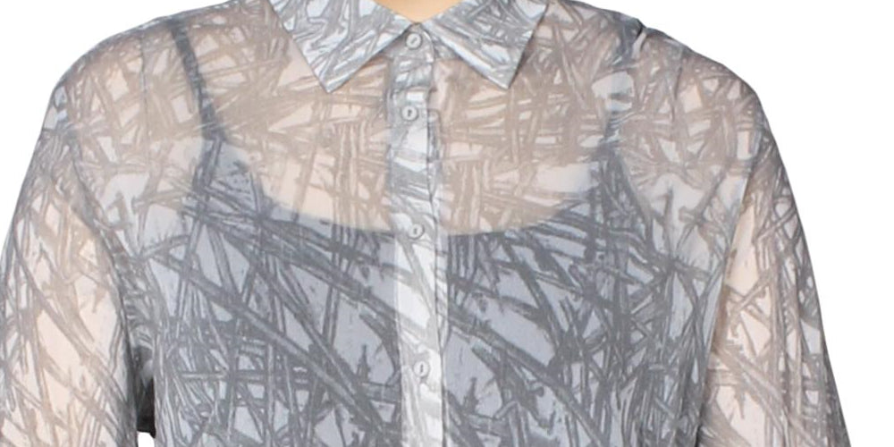 Alfani Women's Oversized Asymmetric Blouse Gray Size XX-Large