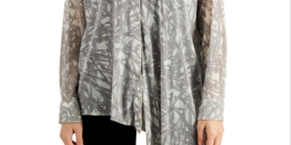 Alfani Women's Oversized Asymmetric Blouse Gray Size XX-Large