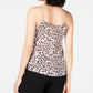 Bar III Women's Leopard Animal Print Spaghetti Strap Sweetheart Neckline Evening Tank Top Brown Size Large