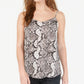 Hippie Rose Junior's Ditsy Chicks Snake Print V Neck Tank Top Black Size Medium
