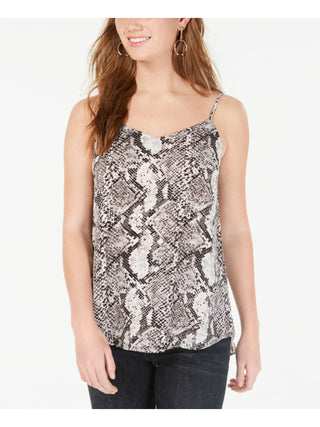 Hippie Rose Junior's Ditsy Chicks Snake Print V Neck Tank Top Black Size Medium