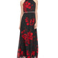 SL Fashions Women's Embellished Floral Print Gown Red Size 12