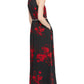 SL Fashions Women's Embellished Floral Print Gown Red Size 12