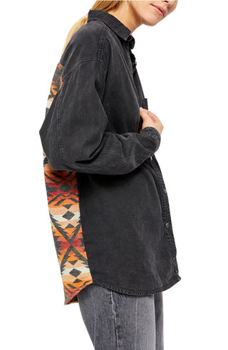 Free People Women's Echo Rock Washed Shirt Black Size Medium