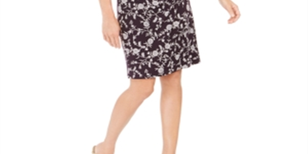 Jessica Howard Women's Floral 3/4 Sleeve Crew Neck Above the Knee a Line Party Dress Purple Size 6 Petite