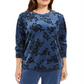 Karen Scott Women's Sport Printed Flocked Sweatshirt Blue Size X-Small