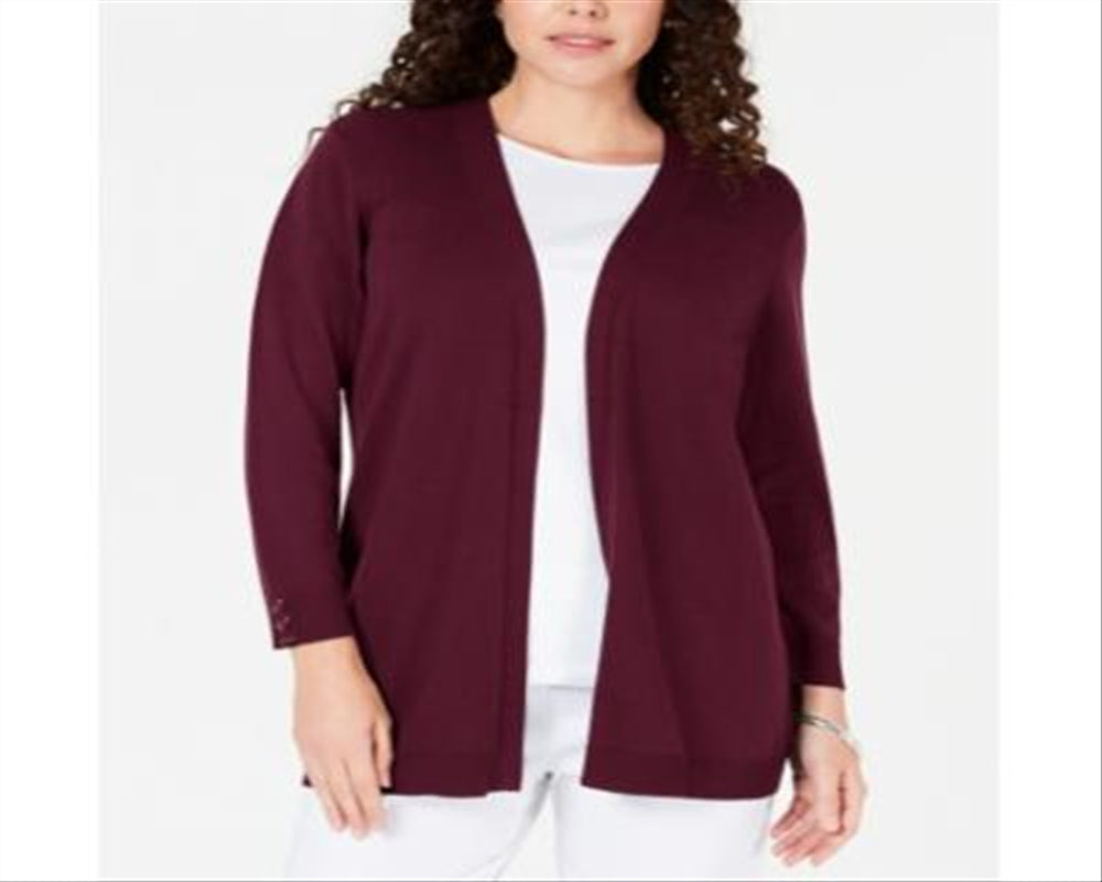 Karen Scott Women's Open Front Cardigan Wine Size -Petite XL