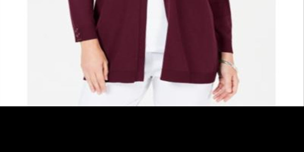 Karen Scott Women's Open Front Cardigan Wine Size -Petite XL