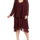 Sl Fashions Women's Embellished Dress & Jacket Burgundy Size 16W
