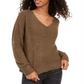 Hippie Rose Junior's Chenille V Neck Sweater Green Size Medium