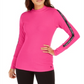 Calvin Klein Women's Performance Logo Stripe Mock Neck T-Shirt Pink Size Small