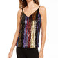 INC International Concepts Women's Rainbow Sequined Top Gold/Black  Size Small