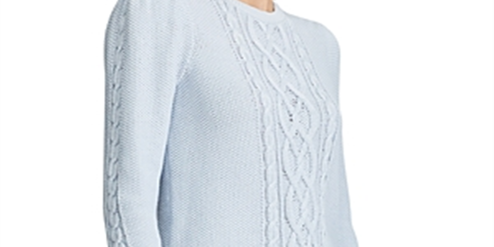 Ralph Lauren Women's Tishari Bishop Sleeves V Crewneck Sweater Blue Size Large